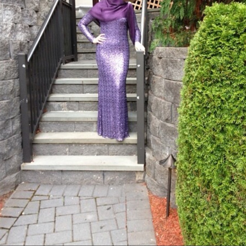 Badgley Mischka Sequin Gown Lavender Purple